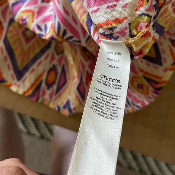 Chico’s| Boho Linen Long Sleeve Blouse, No-Iron Fabric—Size 2•••Lagenlook - Picture 12 of 16